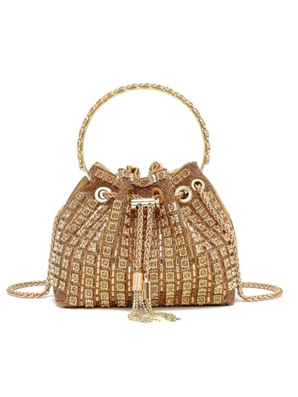 Rhinestone Evening Clutch Sparkly Crystal Crossbody Bucket Purse